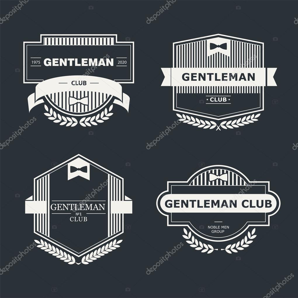 Set of vector vintage gentlemen club design elements logo emblem stamp
