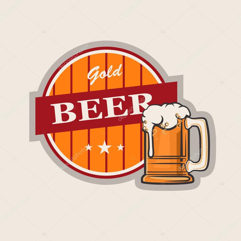Vector illustration a glass of beer, emblem, logo