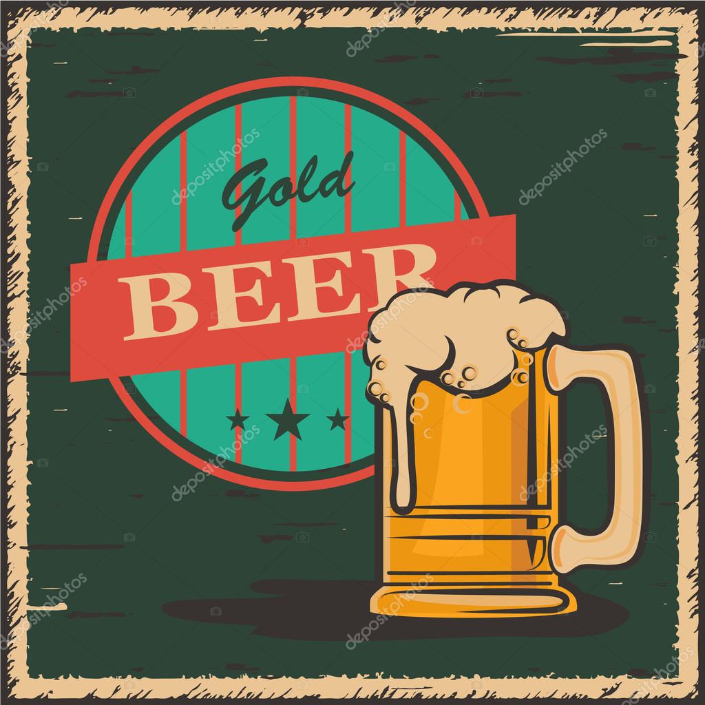 Vector illustration a glass of beer, emblem, logo