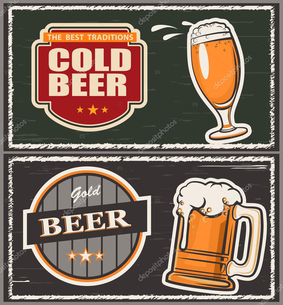 Vector illustration a glass of beer, emblem, logo