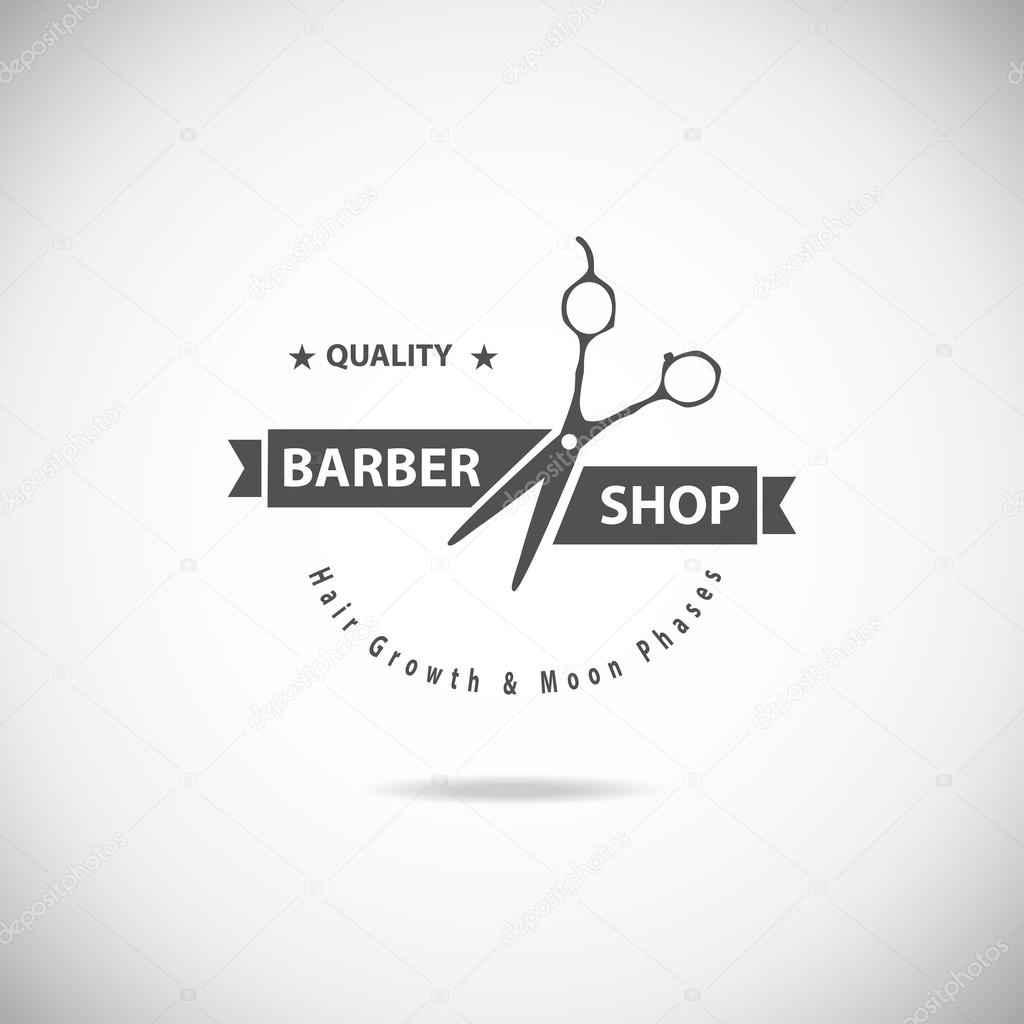 Vector retro barber shop label, logo, badge and design element