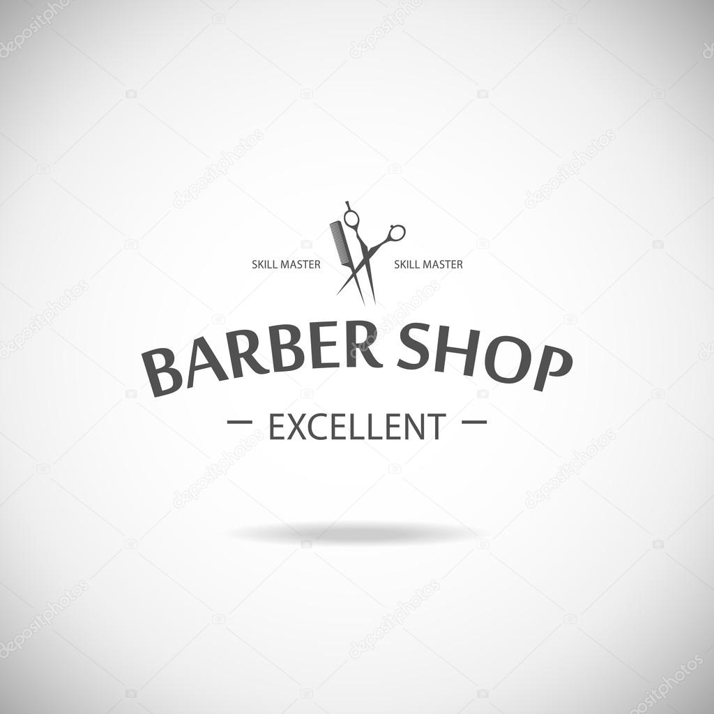 Vector retro barber shop label, logo, badge and design element