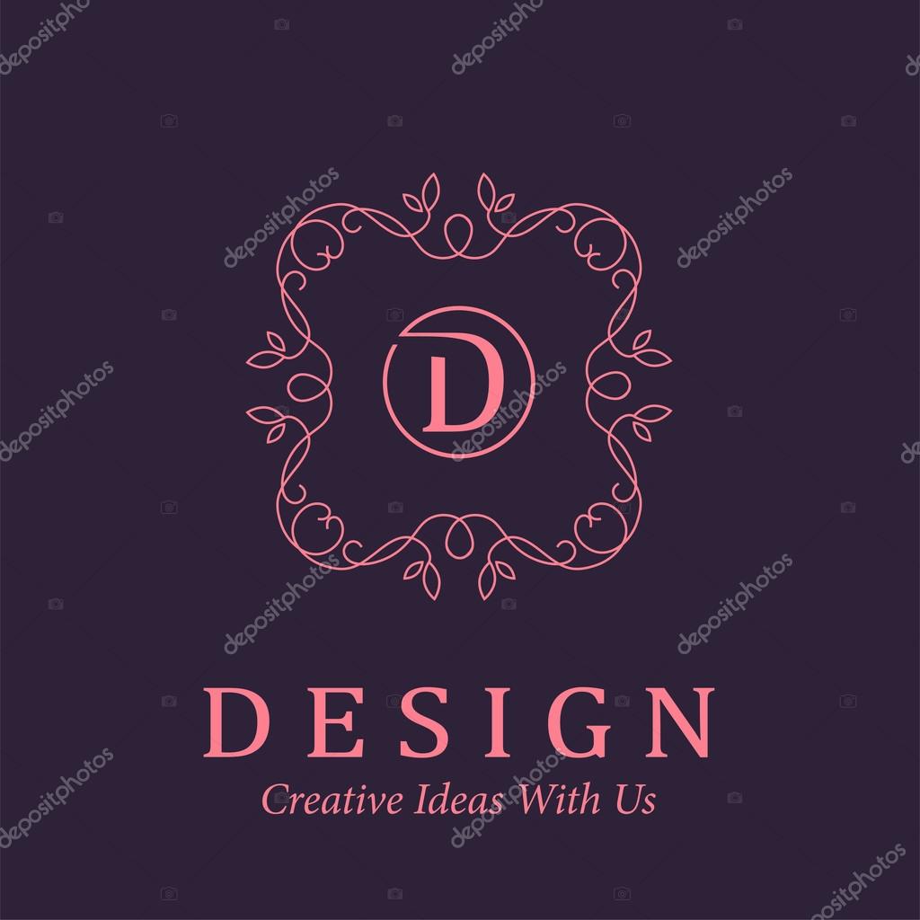 Elegant monochrome monogram design templates. Vector logo design elements