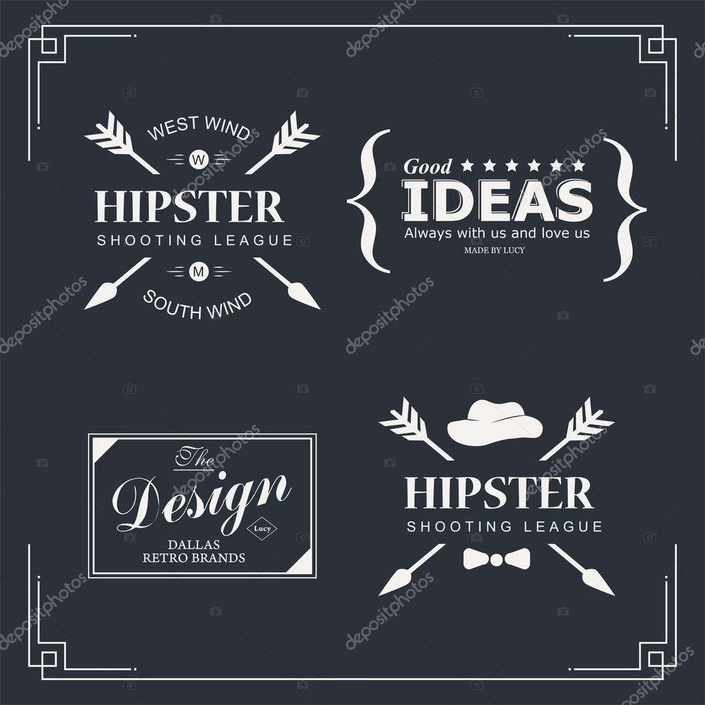 Set of vintage hipster design elements logo, badges and emblems