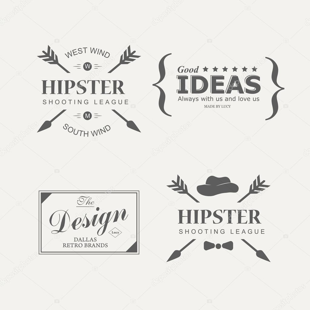 Set of vintage hipster design elements logo, badges and emblems