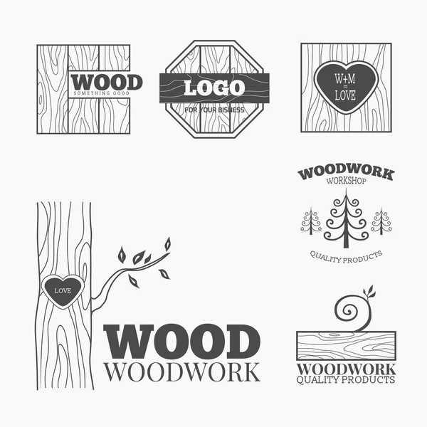 Productos de madera logo vector — Vector de stock