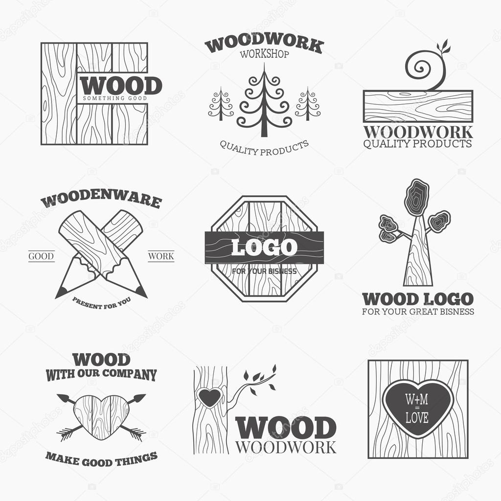 Woodworking badges logos and labels. Interesting design template for your company logo