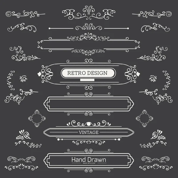 Set of Vintage Decorations Elements — Stock Vector