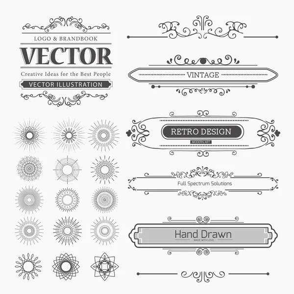 Conjunto de elementos de decoración vintage — Vector de stock