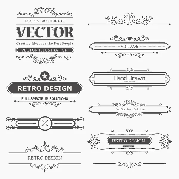 Conjunto de elementos de decoración vintage — Vector de stock