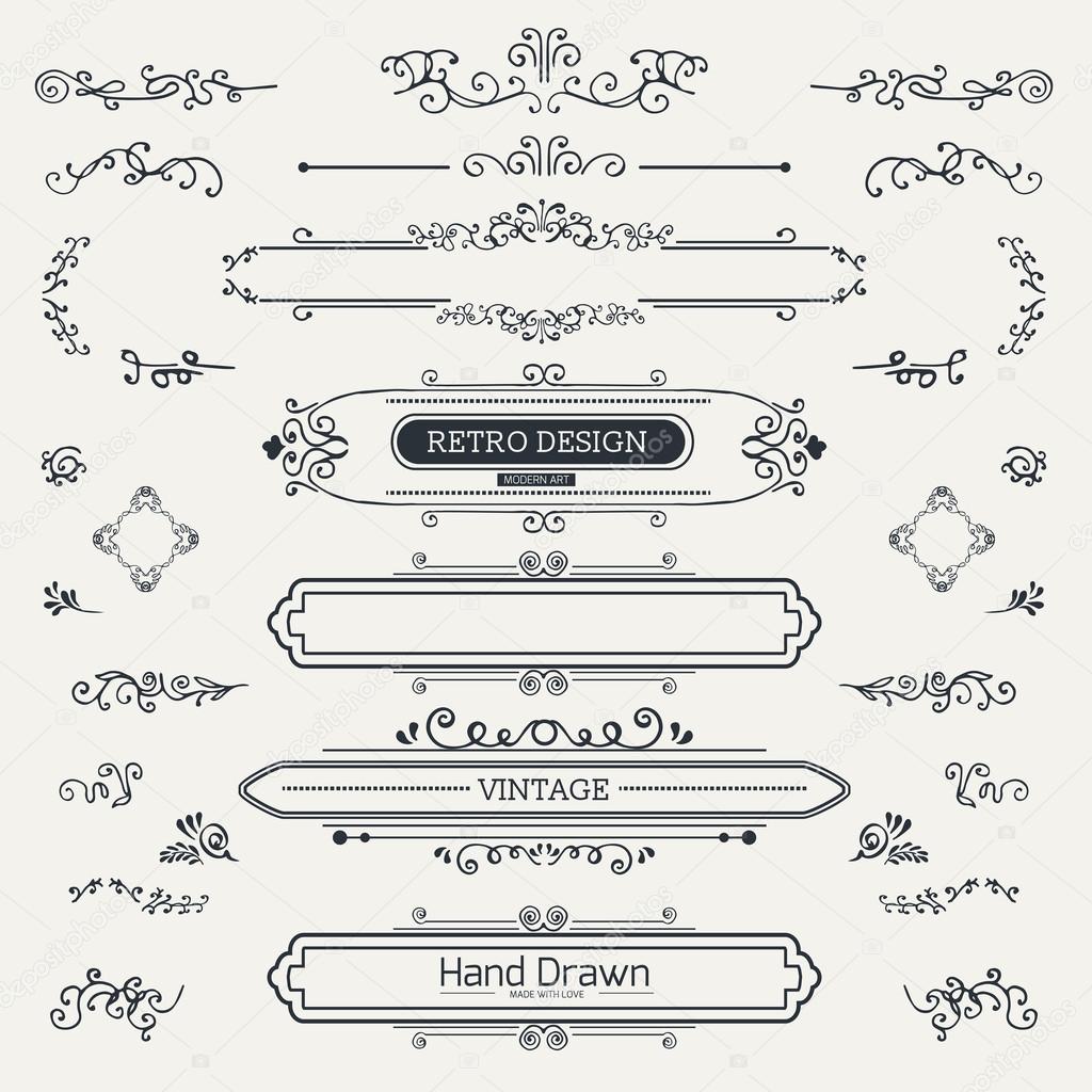 Set of Vintage Decorations Elements