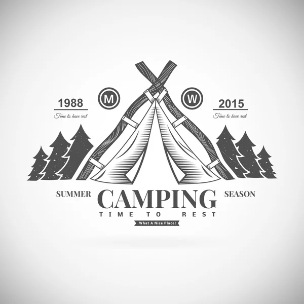 キャンプのレトロなベクトルのロゴ — ストックベクタ