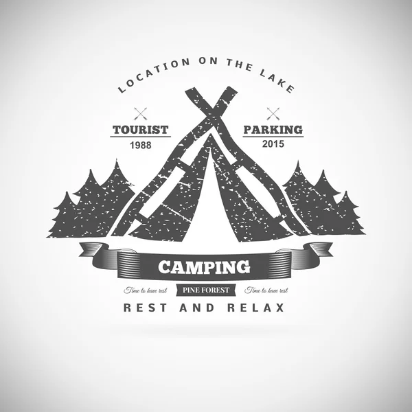 Camping retro logo vettoriale — Vettoriale Stock