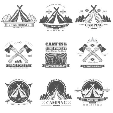 Kamp retro vektör logosu