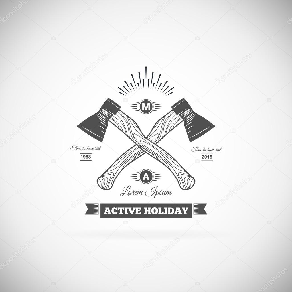 Retro vector vintage camp label and logo graphics. Camping outdoor, adventure and explorer