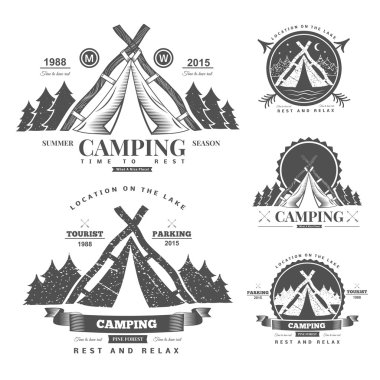 Kamp retro vektör logosu