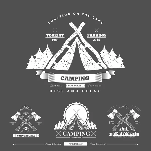 Camping retro vector logotipo — Vector de stock