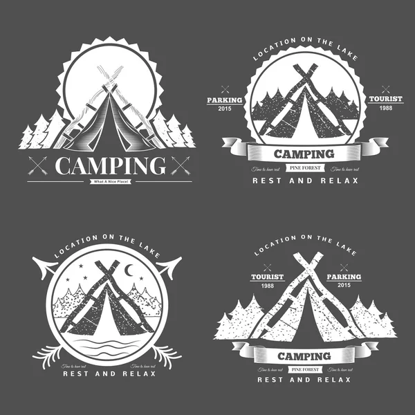 Camping retro vector logotipo — Vector de stock