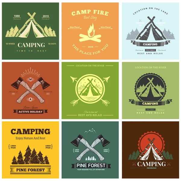 Camping retro logo vettoriale — Vettoriale Stock