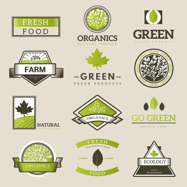 Logotipos de alimentos frescos y naturales . — Vector de stock