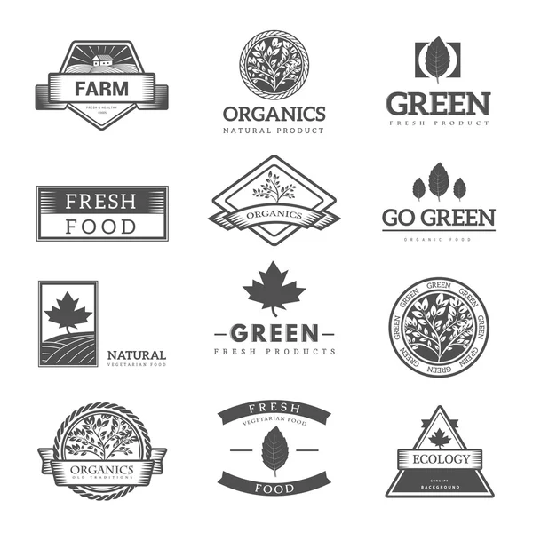 Logotipos de alimentos frescos y naturales . — Vector de stock