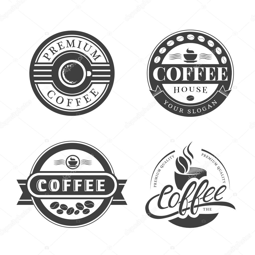 Coffee Vintage Labels Logo Template Collection. Vector Symbols and Icons of Retro style. Mocha, Espresso, Ristretto, Latte, Americano