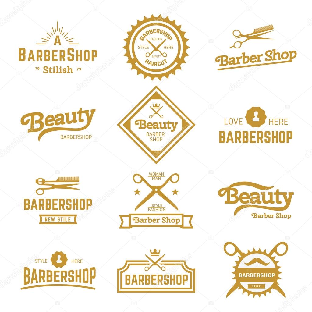 Vector set of retro barber shop labels, logo, badges and design element
