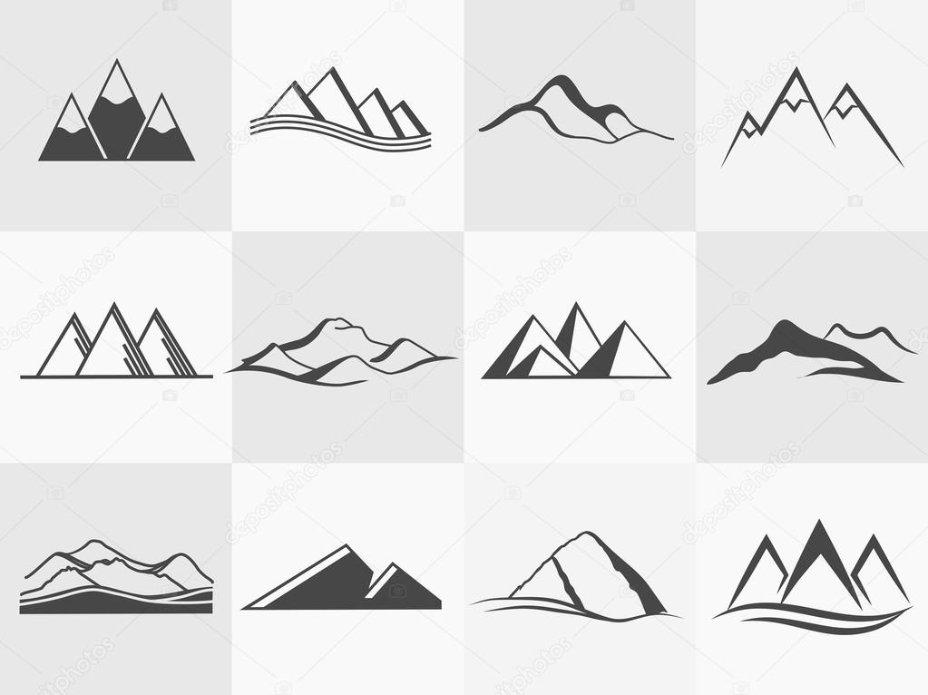 Set of retro badges and label logo vector mountains. Landscape badges and travel logo emblems