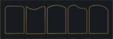 İnce, altın, zarif çerçeveler. Basit altın sınır karesi vektör hattı. Kart, kozmetik, düğün, gala daveti için kaliteli tasarım şablonu.