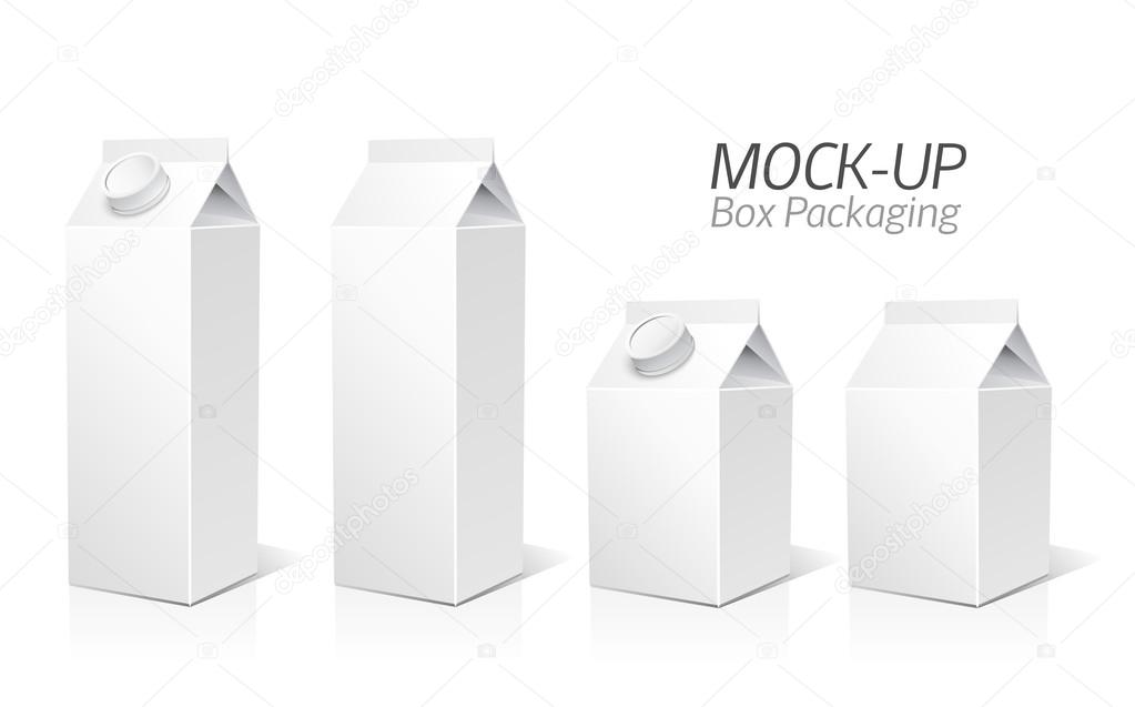 Mock-up packages. Juice and milk