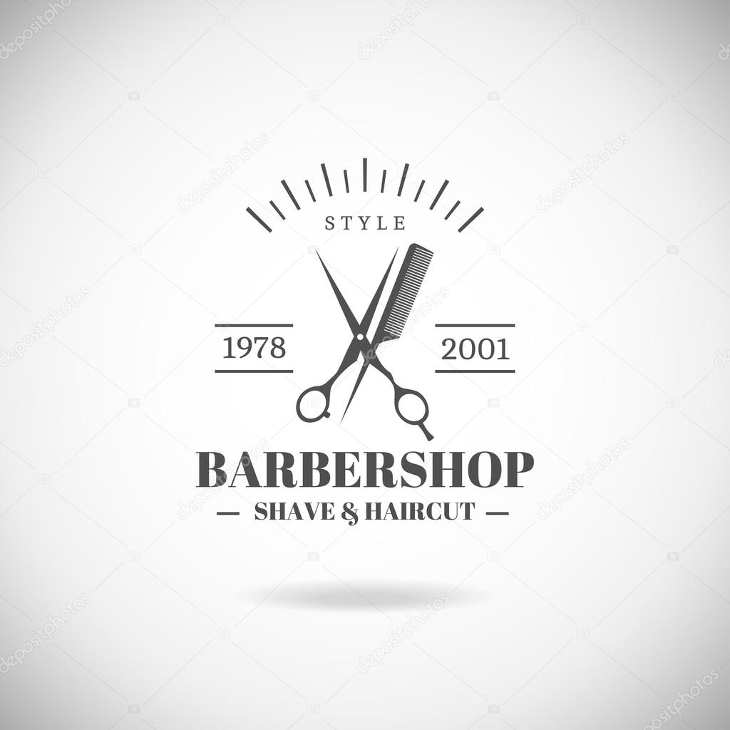 Vector retro barber shop label, badge and design element