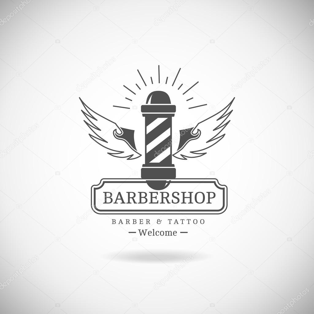 Vector retro barber shop label, badge and design element