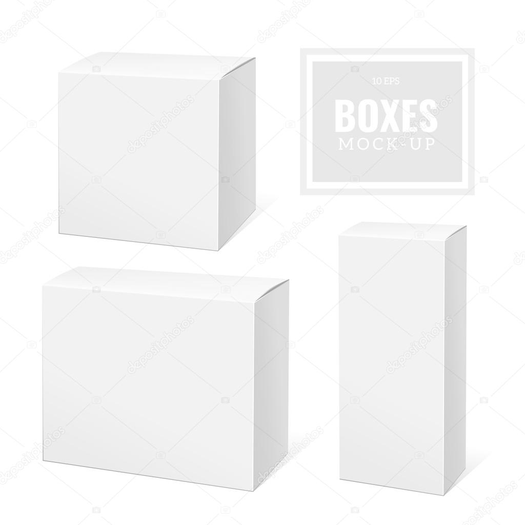 Realistic White Package Box.