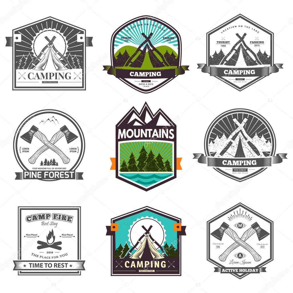 Retro vector vintage camp label and logo graphics. Camping outdoor, adventure and explorer. Simple and nice design. Travel and Exploration the world