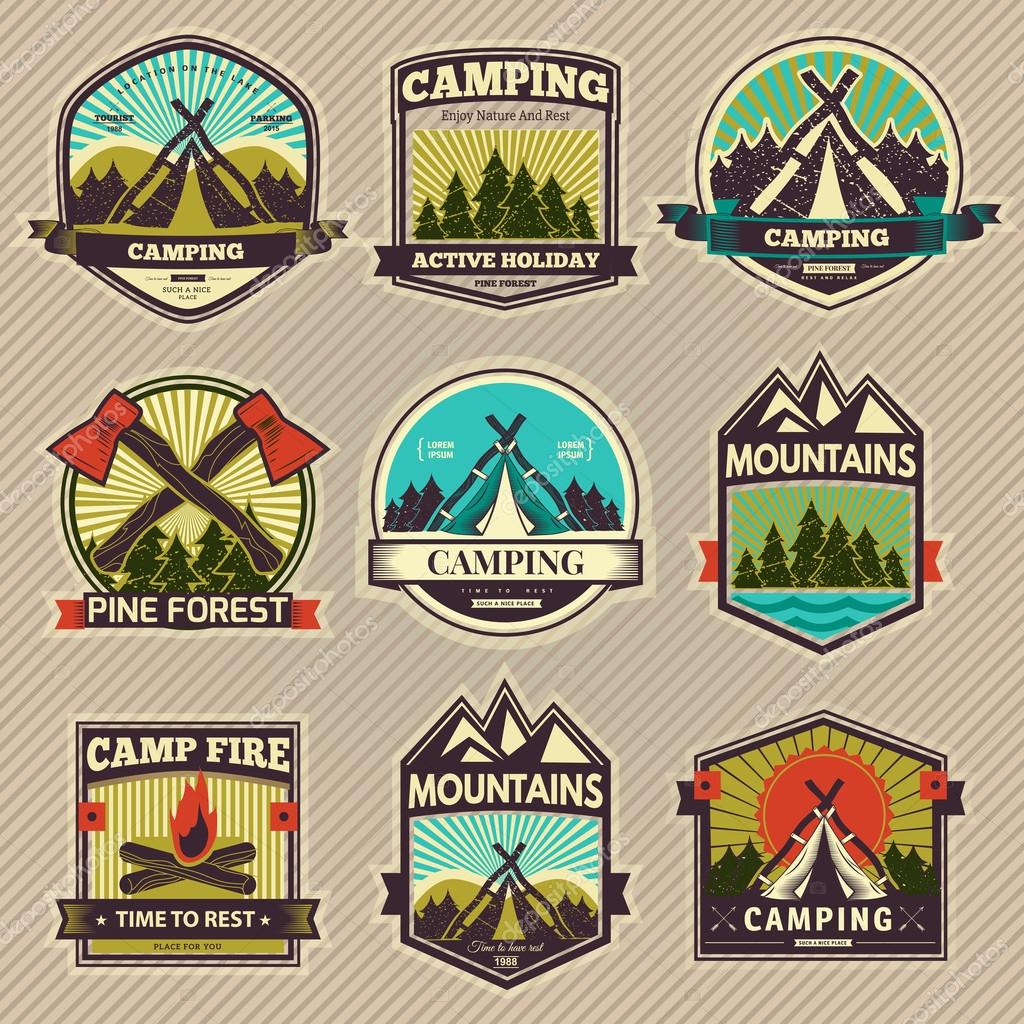 Retro vector vintage camp label and logo graphics. Camping outdoor, adventure and explorer. Simple and nice design. Travel and Exploration the world