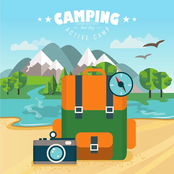 Camping vettoriale illustrazione — Vettoriale Stock