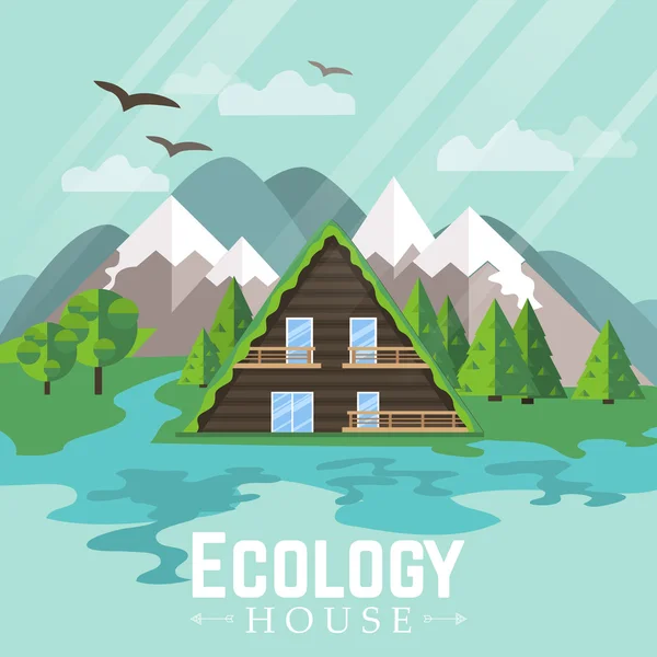 Landscape Green House. Ecology. — Stock Illustration Landscape Green House. Ecology. Vector Graphics