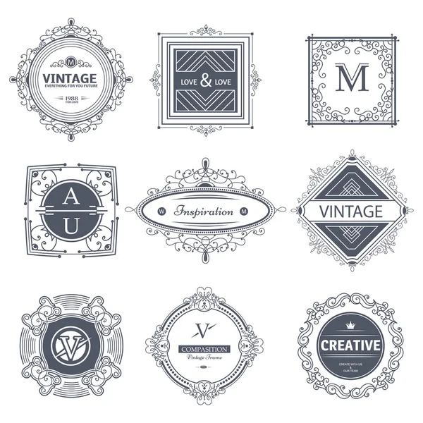 Eléments de luxe monogramme — Image vectorielle