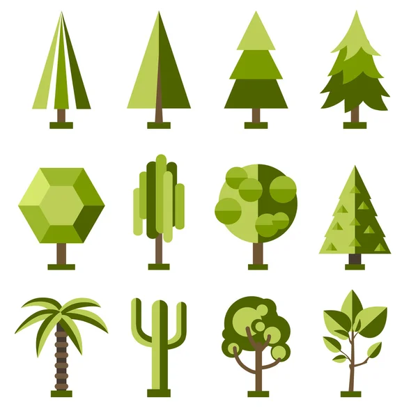 Vector set stylized tree — Stock Vector