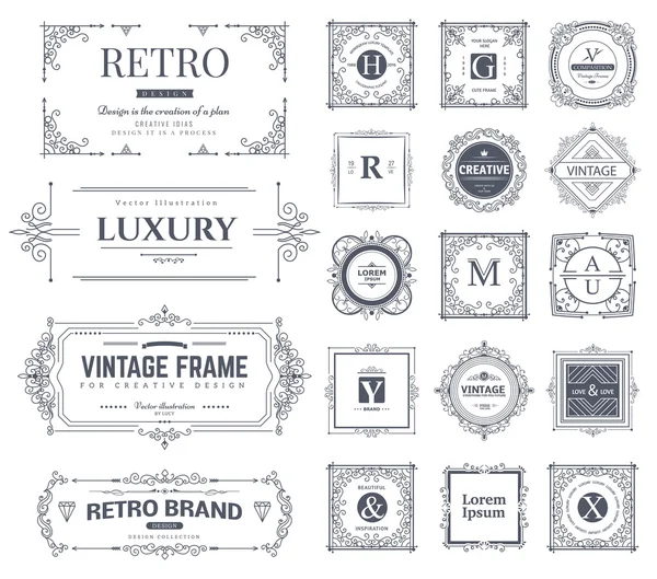 Collection of vintage ornaments — Stock Vector