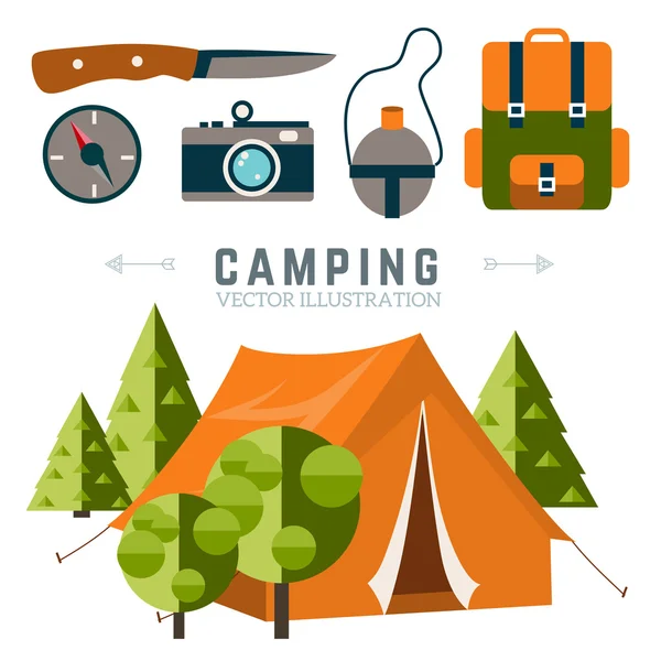 Camping vettoriale illustrazione — Vettoriale Stock