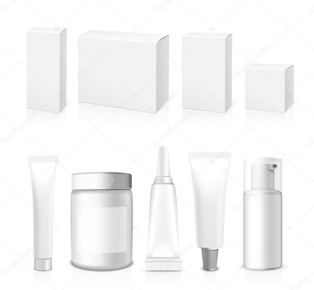 Realistic vector Tubes, Jar And Package.