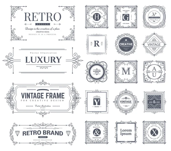 Collection of vintage ornaments — Stock Vector