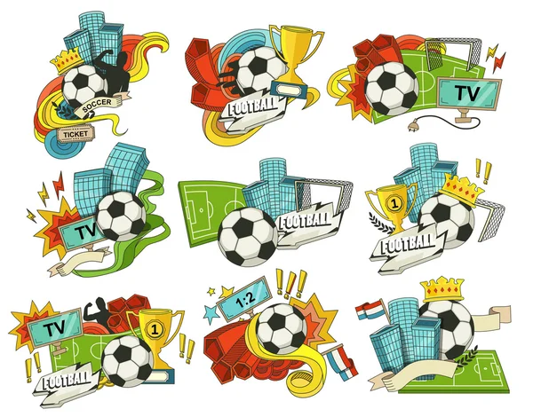 Elementos deportivos de fútbol — Archivo Imágenes Vectoriales