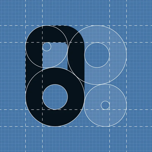 Round engineering font. Symbol 8 — Stock Vector