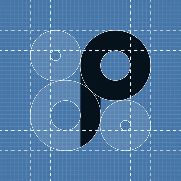 Round engineering font. Symbol P — Stock Vector