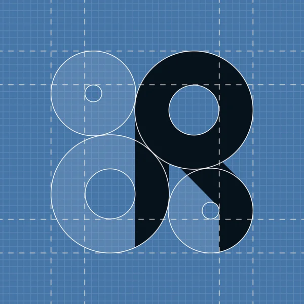 Round engineering font. Symbol R — Stock Vector