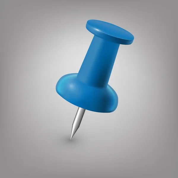 Blauwe push pins geïsoleerd, vector. — Stockvector