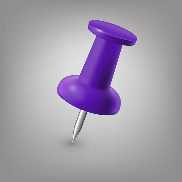 Purple push pin isolated, vector. — Stock Vector