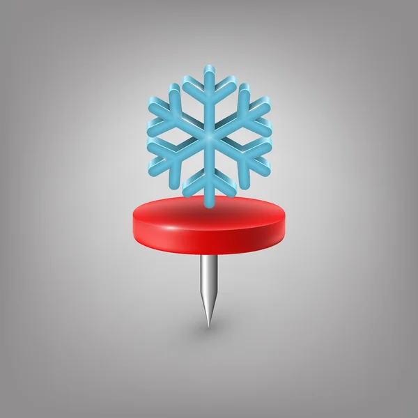 Rode pin pictogram weer. Sneeuwvlok — Stockvector